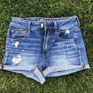 American Eagle Hi-Rise Distressed Denim Shorts